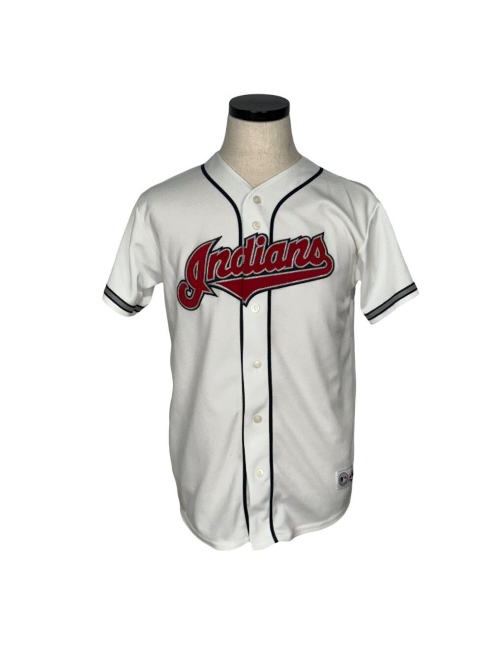 Majestic Womens XL Sabathia #52 Indians White Baseball Jersey 1990s